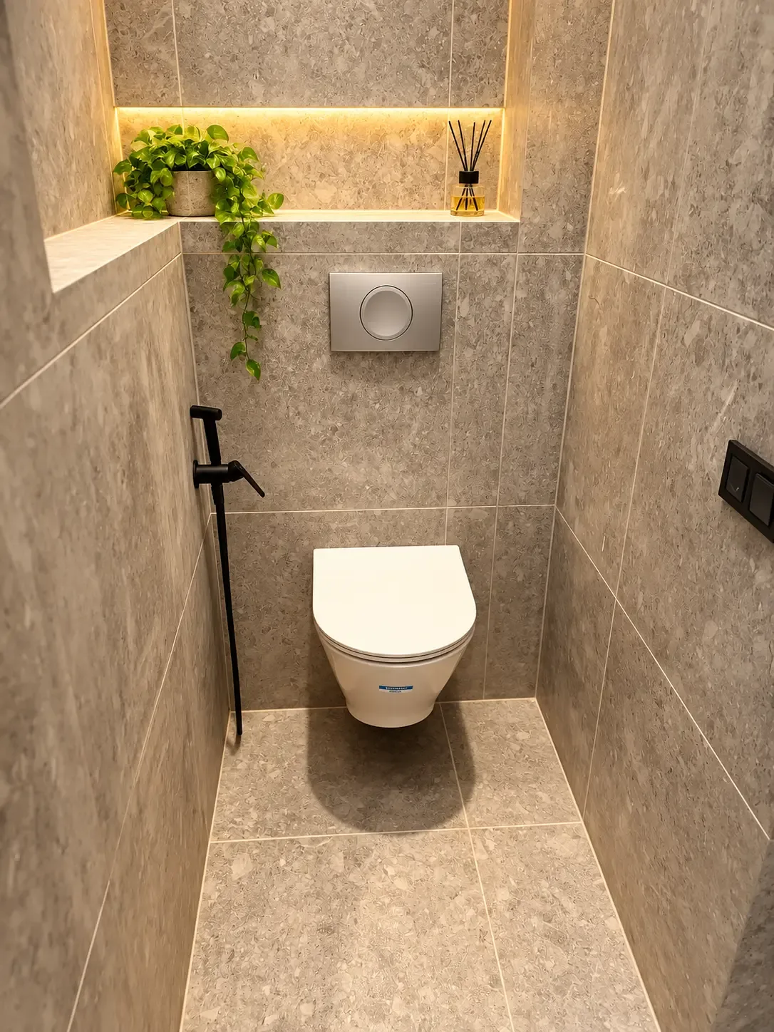 Terrazzo burkolatú WC rejtett világítással